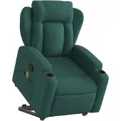 vidaXL Fauteuil de massage avec releveur Vert foncé Tissu