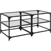 vidaXL Tables basses avec plateaux en verre 2 pcs. Transparent 50x50x45cm Acier
