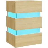 vidaXL Table de chevet à LED chêne sonoma 45x35x67cm bois d'ingénierie