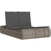 vidaXL Bain de soleil double avec coussins Gris Poly rotin