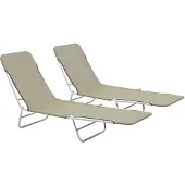 vidaXL Chaises longues pliables lot de 2 Acier et tissu Taupe44303