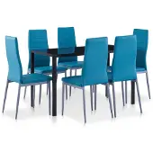 vidaXL Ensemble de salle à manger 7 pièces bleu