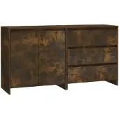 vidaXL Sideboard 2 pièces chêne fumé bois composite