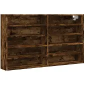 vidaXL Armoire à vitrine chêne fumé 100x15x58 cm bois d'ingénierie