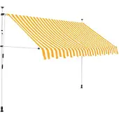 vidaXL Store rétractable manuel 300 cm Orange/Blanc rayé