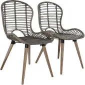 vidaXL Chaise de salle à manger 2 pcs. Marron Rotin naturel