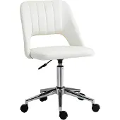 Vinsetto Chaise de bureau , modèle pivotant, forme coquille, revêtue de polyester imitation velours, couleur crème