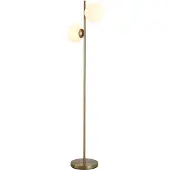 HOMCOM Lampadaire avec abat-jour en verre 2 pièces, doré+blanc