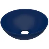 vidaXL Lavabo en céramique bleu foncé rond