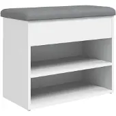 vidaXL Banc à chaussures Blanc 62x32x50 cm Bois d'ingénierie
