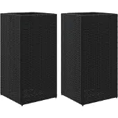 vidaXL Jardinières 2 pcs noir 40x40x80 cm résine tressée