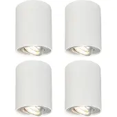 QAZQA Lot de 4 spots blancs orientables et inclinables - Rondoo up