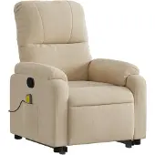 vidaXL Fauteuil de massage avec releveur Crème Tissu microfibre