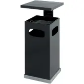 V-Part Collecteur de déchets pour l'extérieur, avec cendrier et toit de protection, Poubelle, Gris