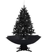 vidaXL Arbre de Noël neigeux avec base de parapluie Noir 140 cm PVC