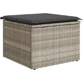 vidaXL Tabouret de jardin coussin gris clair 55x55x37cm résine tressée