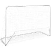 vidaXL But de football avec filet 182x61x122 cm Acier Blanc