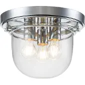 Elstead Lighting Plafonnier rond Whistling, chrome poli et verre transparent, 3xE27x40W, dimensions : 23,8x33x33 cm, IP44,