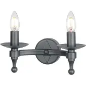 Elstead Lighting Applique murale avec bougeoir Warwick, noir graphite, 2xE14x60W, métal, dimensions : 15x30,5x14 cm, IP20, Elstead