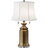 FEISS Lampe de table classique en laiton avec abat-jour blanc 68 cm Stateroom E27 60W Feiss