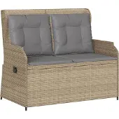 vidaXL Banc inclinable de jardin avec coussins beige résine tressée
