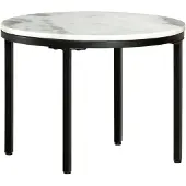 vidaXL Table basse blanche et noire Ø50 cm Véritable marbre