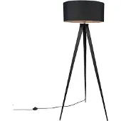 QAZQA Lampadaire intelligent noir avec abat-jour noir, Wifi A60 inclus - Ilse