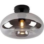 QAZQA Plafonnier intelligent noir avec verre fumé, Wifi inclus P45 - Busa