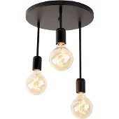 QAZQA Plafonnier intelligent noir avec 3 ampoules Wifi G95 - Facil
