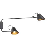 QAZQA Applique murale moderne intelligente noire 2 lumières réglable WiFi A60 incluse - Lune