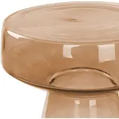 Beliani Table d'appoint latérale en verre transparent doré et marron 37 x 37 x 43 cm Console de salon Forme ovale design Salon Moderne