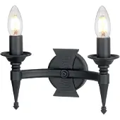 Elstead Lighting Applique murale Saxon noire avec bougeoir, 2xE14x60W, métal, dimensions : 17x25,5x12,5 cm, IP20, Elstead