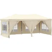 vidaXL Tente de réception pliante avec parois latérales Crème 3x6 m