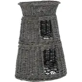 vidaXL Ensemble de 3 paniers pour chats avec coussin Gris 47x34x60 cm Saule naturel
