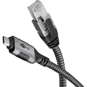Goobay 70697 USB C 3.1/RJ45 CAT 6 Kabel 1,5 m grau, schwarz, 1 St.
