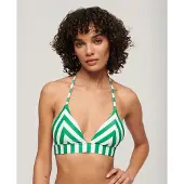 Superdry Femme Haut de Bikini Triangle Rayé Vert Taille: 38