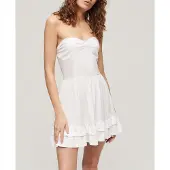 Superdry Femme Mini-robe Bustier en Dentelle Esprit Années 50 Blanc Taille: 38