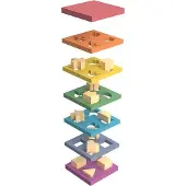 TickiT Jeu d'empilage en bois Arc-en-ciel - Jouets éducatifs pour enfants
