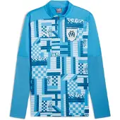 Puma Hommes, T-shirt de sport, Top OM Prematch 1/4 Zip (L), Bleu, L