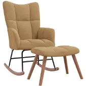 vidaXL Chaise à bascule avec tabouret en velours marron