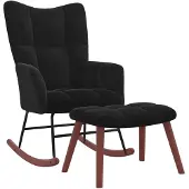vidaXL Chaise à bascule avec repose-pied Noir Velours