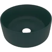 vidaXL Washbeasin rund 40x15 cm Keramikmatte dunkelgrün