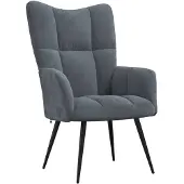 vidaXL Fauteuil "Gückingen" en velours (100% polyester), acier en gris foncé. Dimensions (l/h/p) 61x96x70 cm
