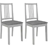 vidaXL 2 pcs Chaises à dîner avec coussins Gris Bois solide