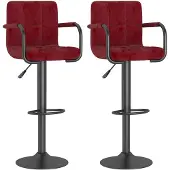 vidaXL Tabouret de bar 2 pcs. Velours rouge vin