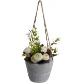 Atmosphera Plante artificielle en pot, rose, blanche, 18 x 12 cm