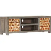vidaXL Meuble TV Gris 120 x 30 x 40 cm Bois massif de manguier