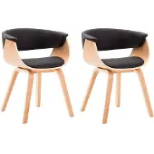 vidaXL Chaise de salle à manger 2 pcs. noir bois courbé et similicuir