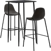 vidaXL Ensemble de bar 3 pcs Tissu Gris foncé