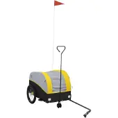 vidaXL Remorque vélo noir et jaune 30 kg de fer